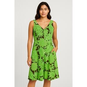 Nine West Green Tropical Floral Dress with Pockets – Size 4